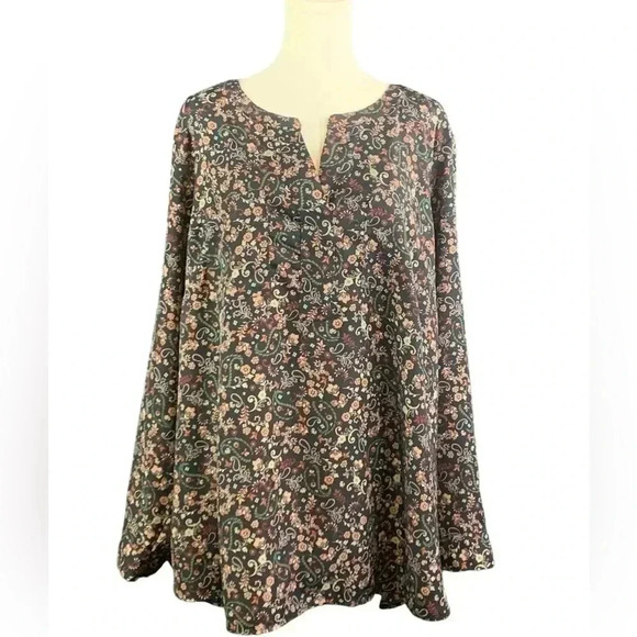 CJ‎ Banks Long Sleeve Paisley Blouse - Picture 1 of 3